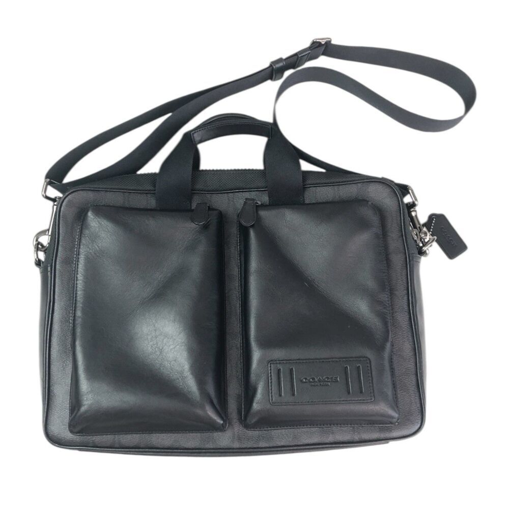 COACH Rider Briefcase Crossbody Bag Mens Signature Leather Laptop Office Travel - Picture 7 of 16